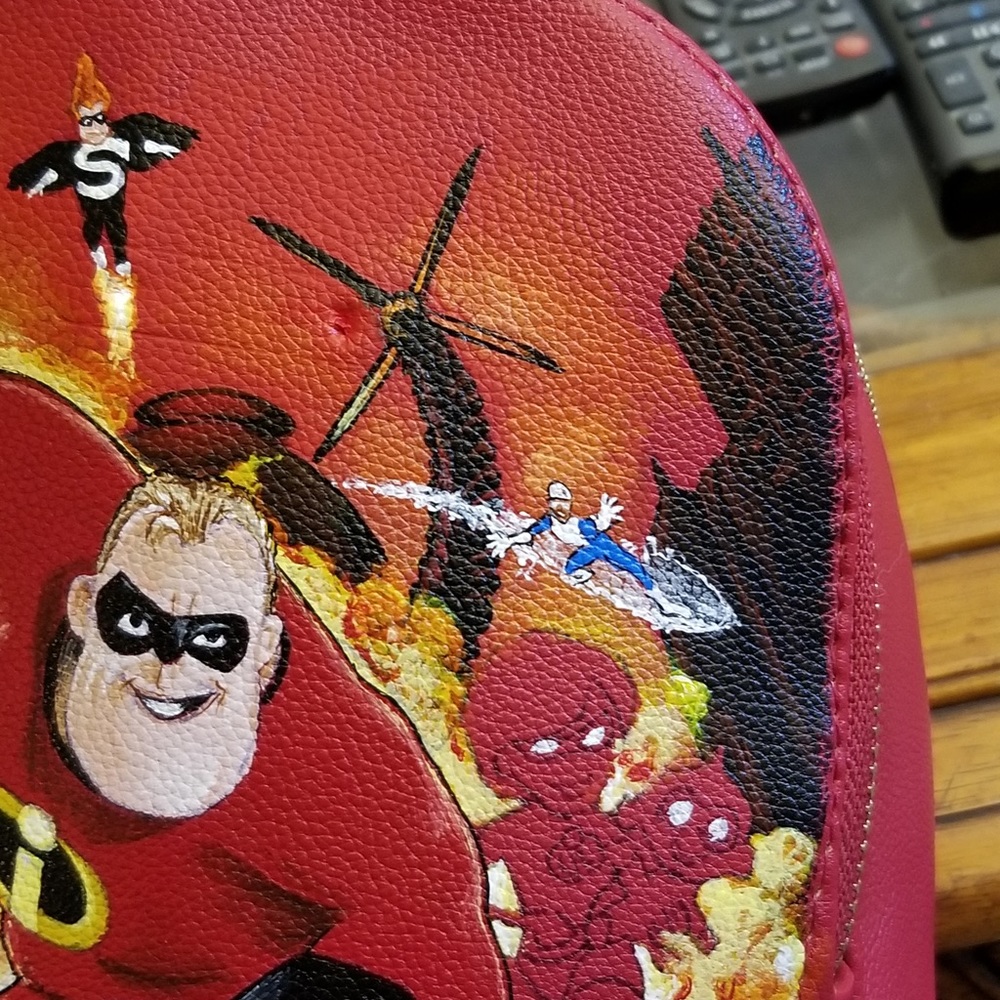 HAND PAINTED 100% Original Red Backpack! - Picture 7 of 12